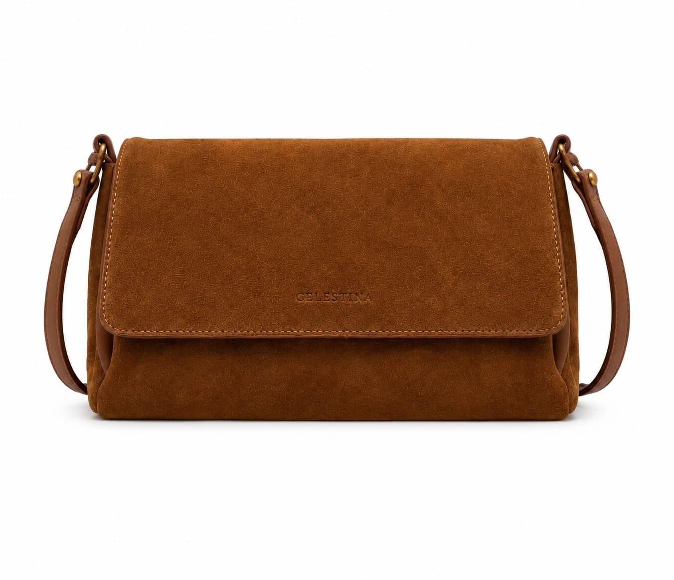 Cartera Camel · Bandolera de gamuza